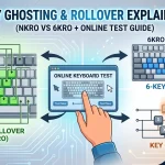 Keyboard matrix circuit diagram showing how key ghosting occurs when multiple keys are pressed simultaneously