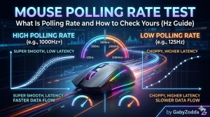 mouse polling rate test tool showing live Hz reading for gaming mouse on GabyZodda